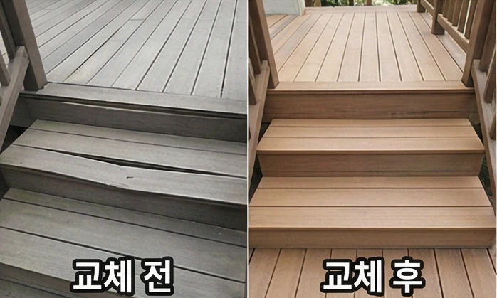 아파트 테라스 데크 손상 진단 및 부분수리 현장 — 메종픽스