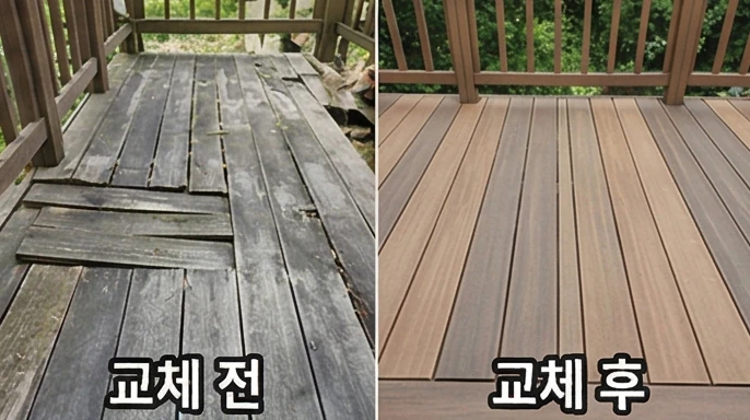 합성목재 WPC 데크 부분 교체 시공 사례 — 서울 경기 인천